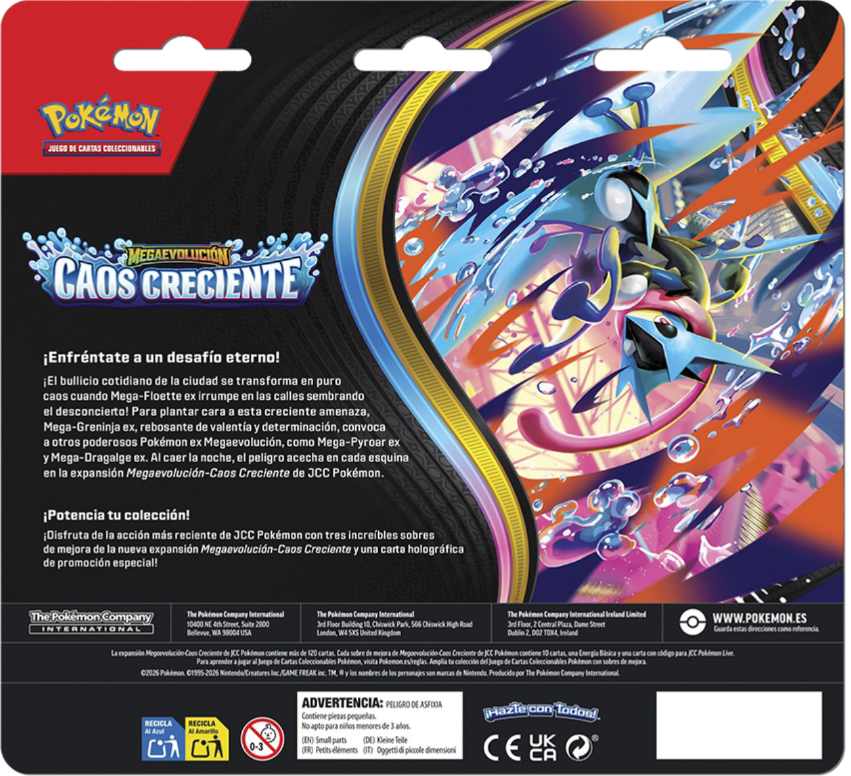 Blíster 3 Sobres - Pokémon Megaevolución - Caos Creciente - Español