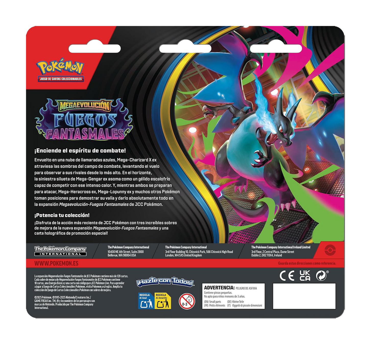 Blíster 3 Sobres - Pokémon Megaevolución - Fuegos Fantasmales- Español