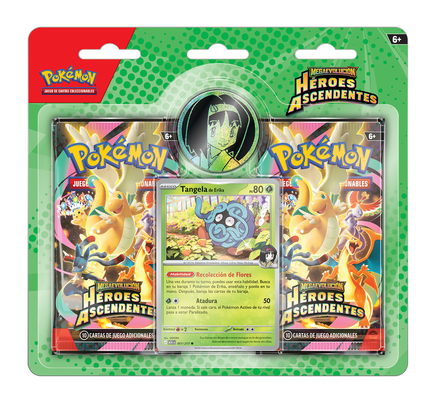 Blíster 2 Sobres y Moneda - Pokémon Megaevolución - Héroes Ascendentes - Español - El Podenco TCG