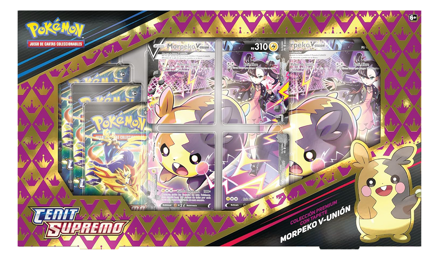 Caja Pokémon TCG - Cenit Supremo Morpeko V-Union Colección Premium con Tapete - Español