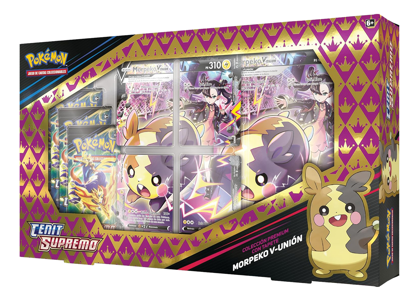 Caja Pokémon TCG - Cenit Supremo Morpeko V-Union Colección Premium con Tapete - Español