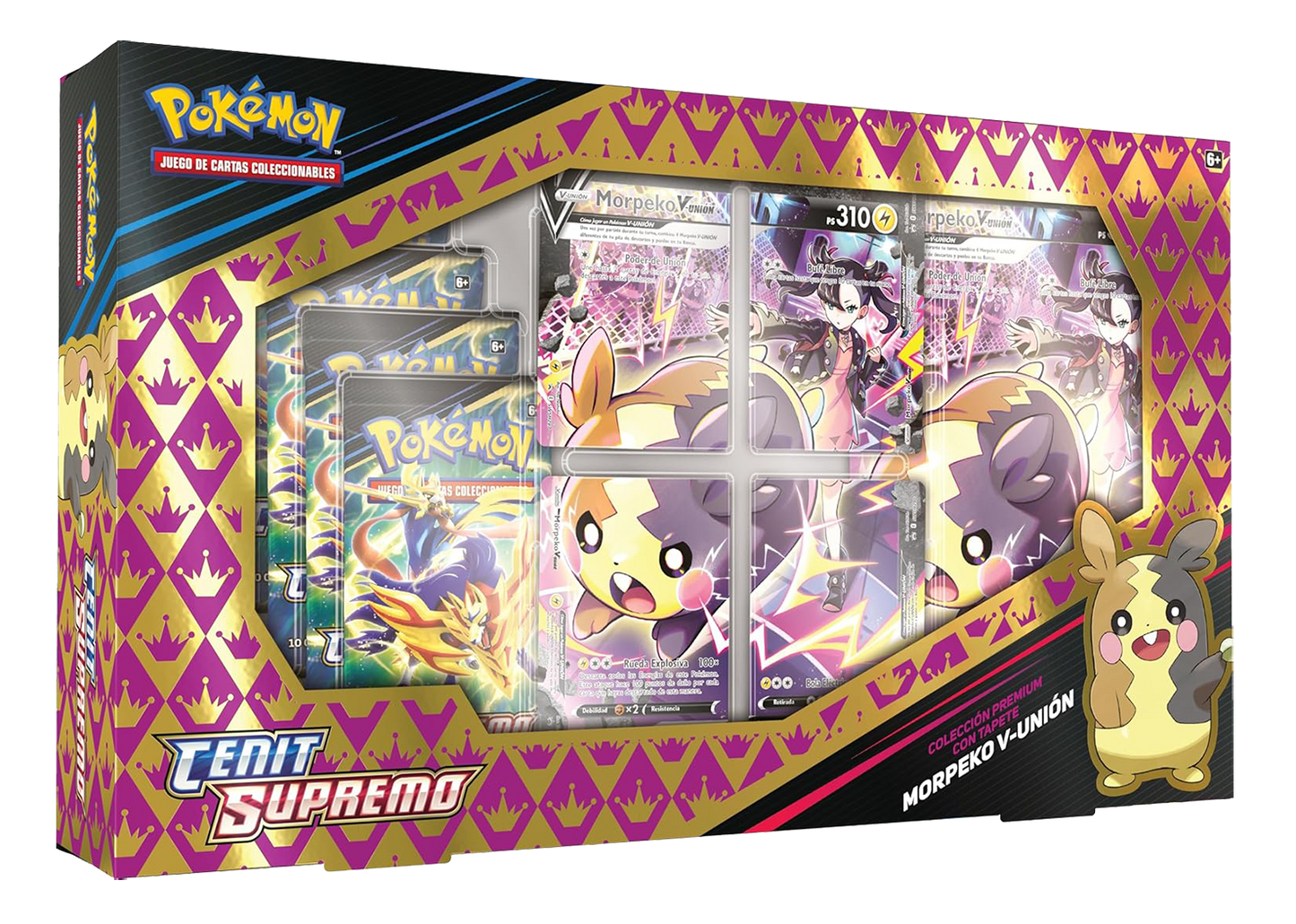 Caja Pokémon TCG - Cenit Supremo Morpeko V-Union Colección Premium con Tapete - Español
