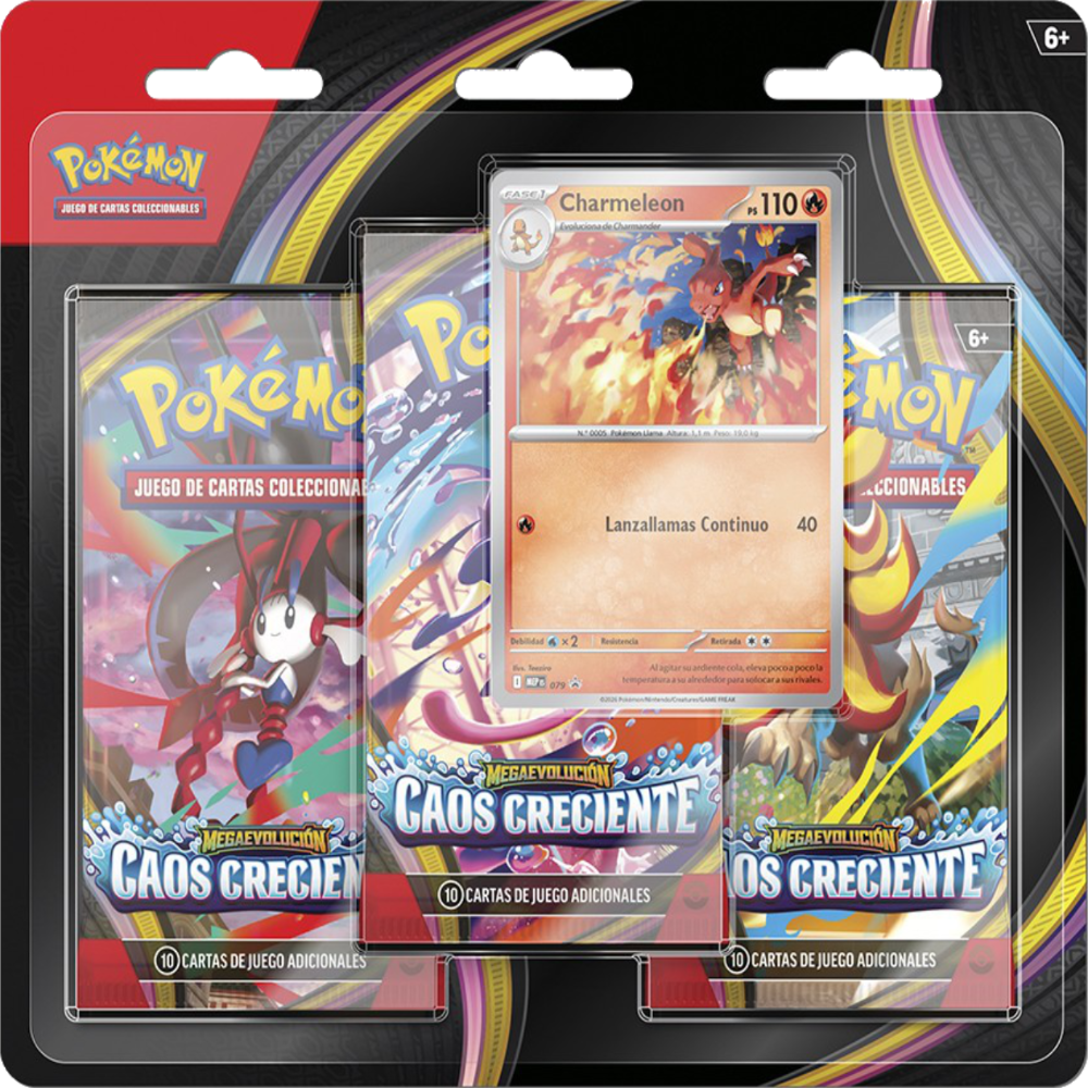 Blíster 3 Sobres - Pokémon Megaevolución - Caos Creciente - Español