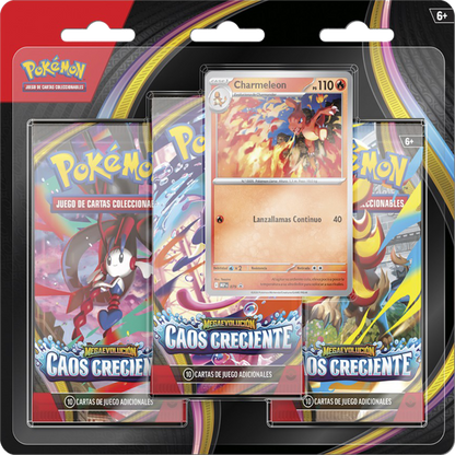 Blíster 3 Sobres - Pokémon Megaevolución - Caos Creciente - Español