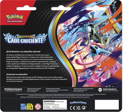 Blíster 3 Sobres - Pokémon Megaevolución - Caos Creciente - Español