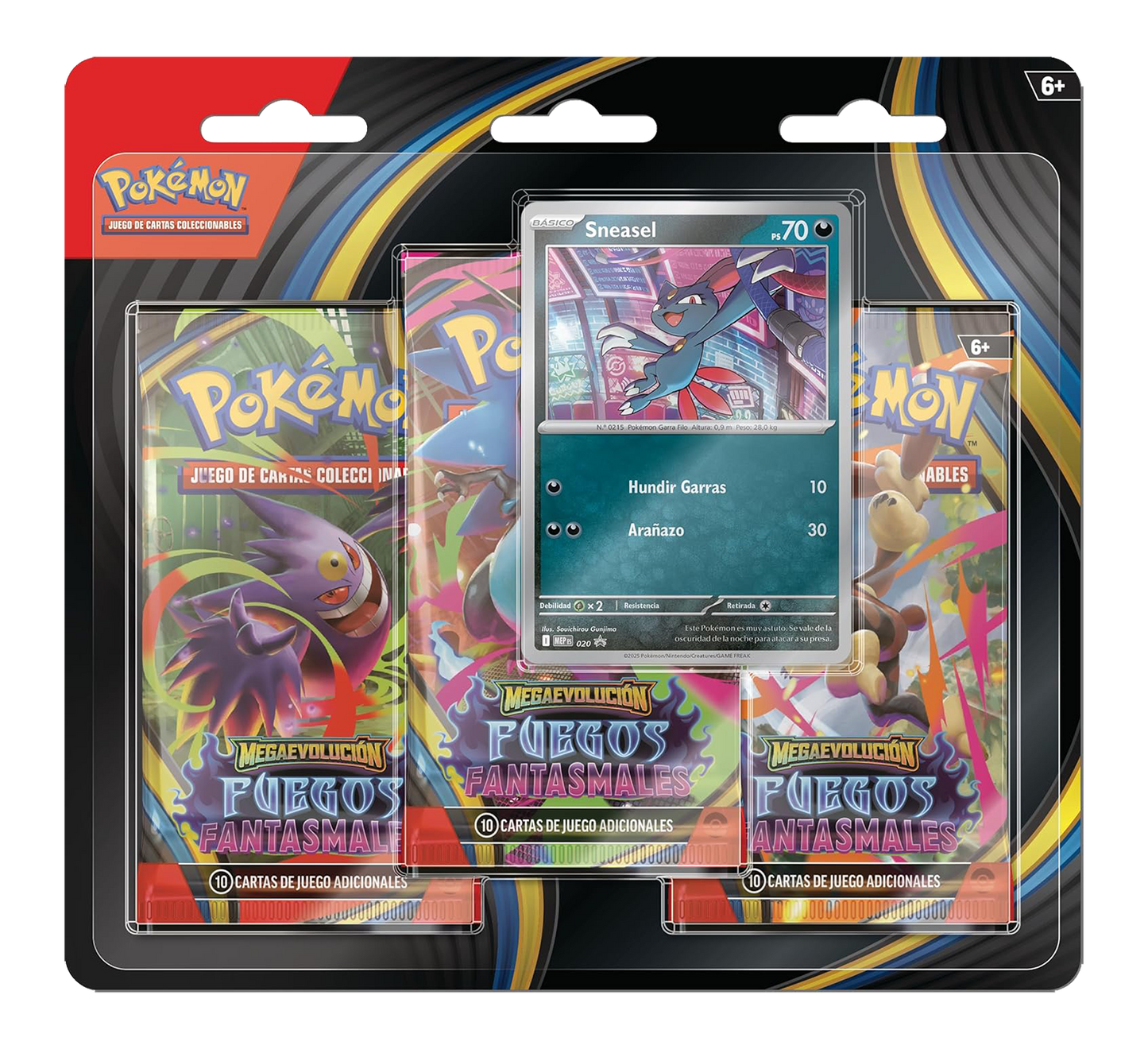 Blíster 3 Sobres - Pokémon Megaevolución - Fuegos Fantasmales- Español