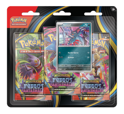 Blíster 3 Sobres - Pokémon Megaevolución - Fuegos Fantasmales- Español