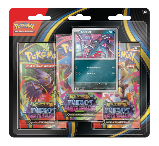 Blíster 3 Sobres - Pokémon Megaevolución - Fuegos Fantasmales- Español
