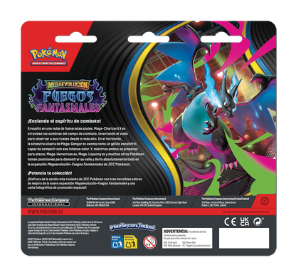 Blíster 3 Sobres - Pokémon Megaevolución - Fuegos Fantasmales- Español
