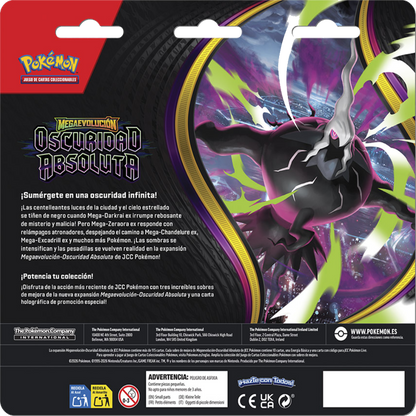 Blíster 3 Sobres - Pokémon Megaevolución - Oscuridad Absoluta - Español