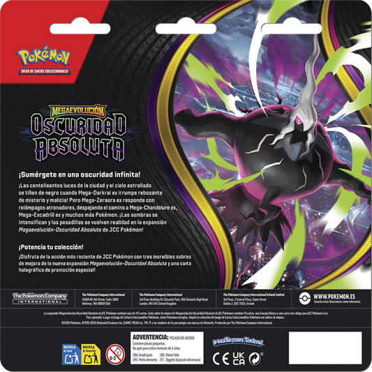 Blíster 3 Sobres - Pokémon Megaevolución - Oscuridad Absoluta - Español