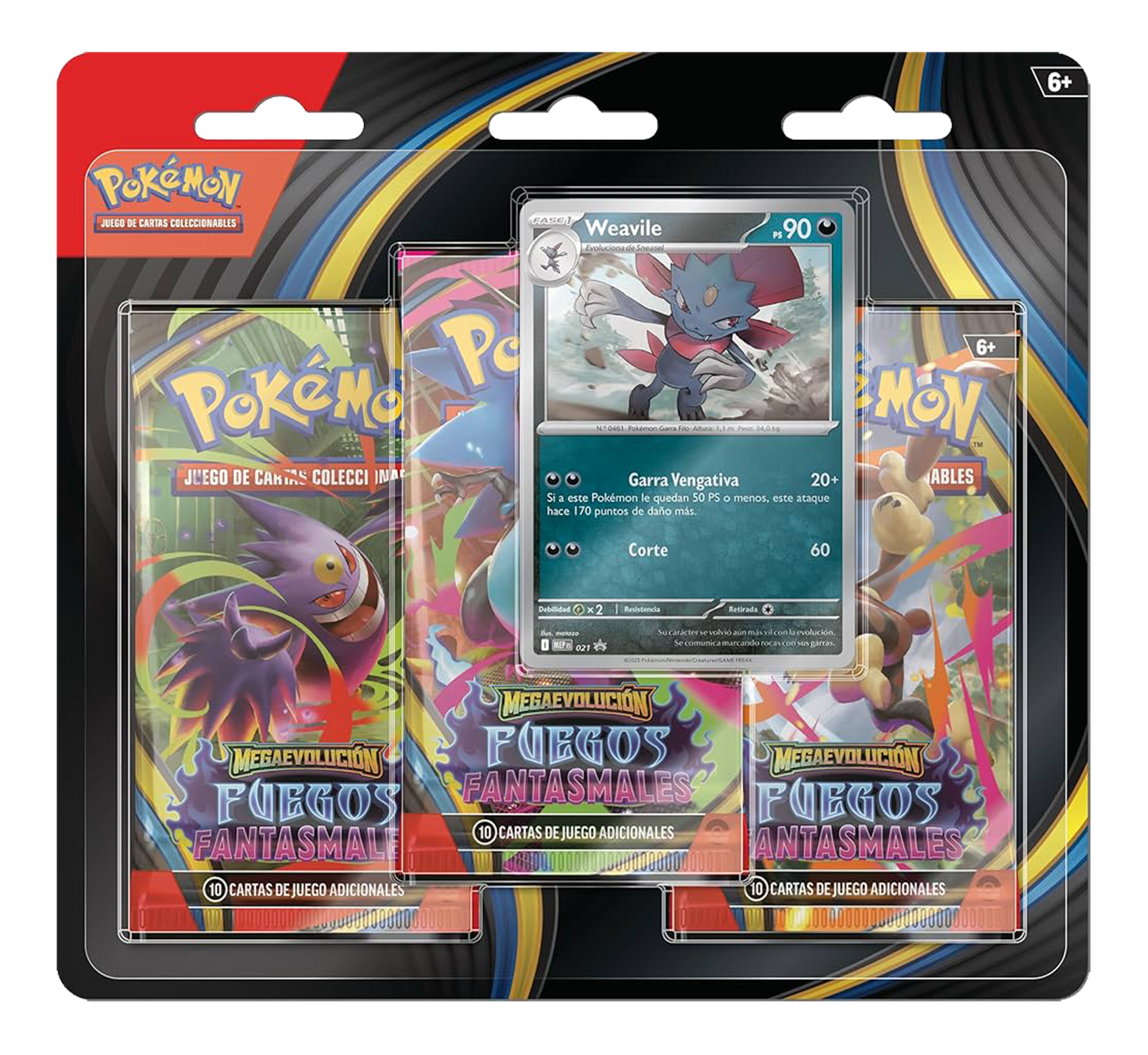 Blíster 3 Sobres - Pokémon Megaevolución - Fuegos Fantasmales- Español
