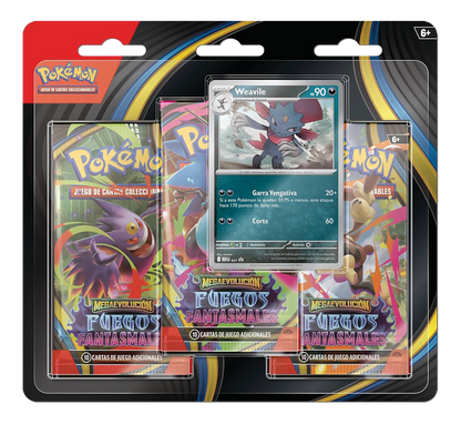 Blíster 3 Sobres - Pokémon Megaevolución - Fuegos Fantasmales- Español