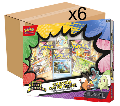 CASE x6 - Caja Pokémon TCG - Colección Con Pin Deluxe PRIMEROS COMPAÑEROS - Español