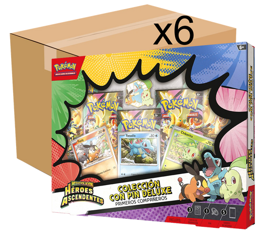 CASE x6 - Caja Pokémon TCG - Colección Con Pin Deluxe PRIMEROS COMPAÑEROS - Español