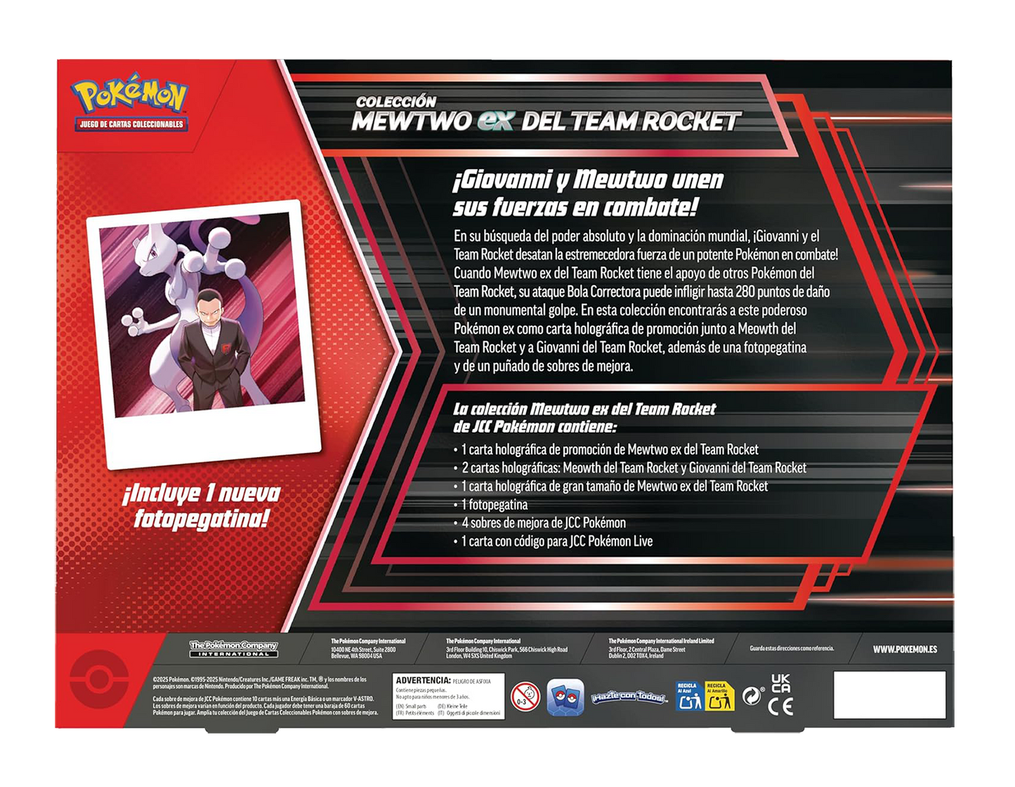 Caja Pokémon TCG - Mewtwo ex del Team Rocket Colección - Español